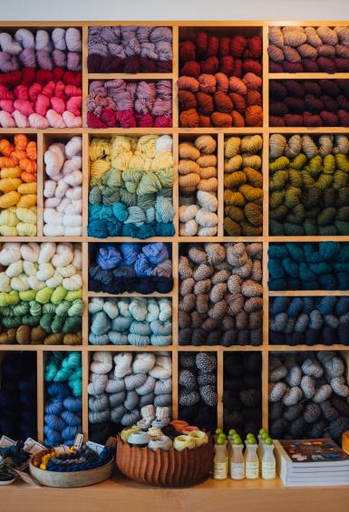 A colourful array of yarn.
